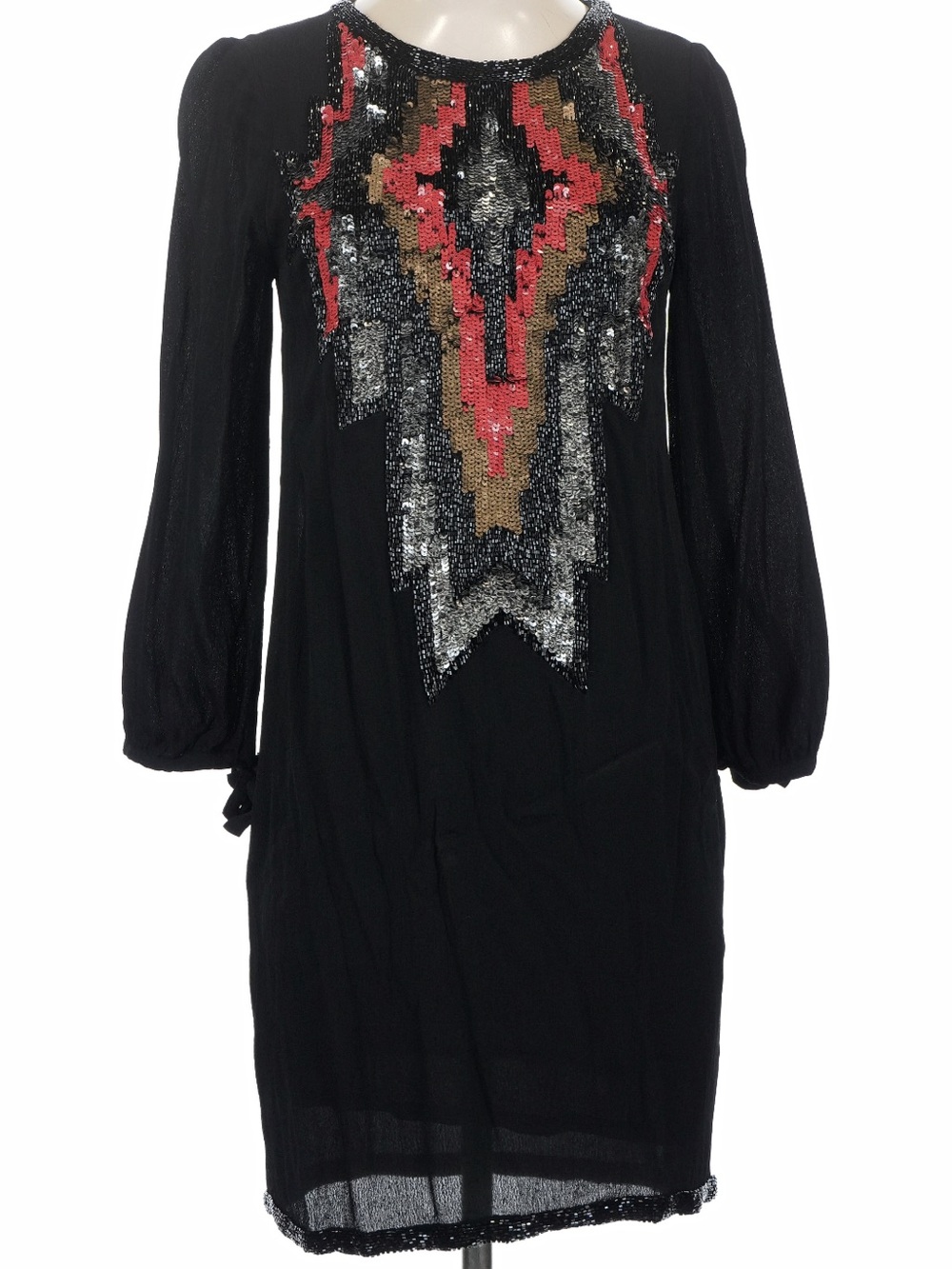 Yoana Baraschi Anthropologie Black Sequin-Embellished Shift Dress Size 4